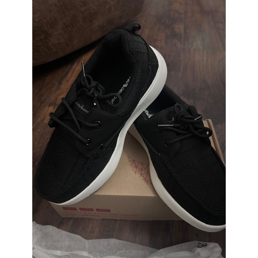 OrthoComfoot Slip On Shoes 7.5 Women 38 Black Arch Support Walking Sneakers  New